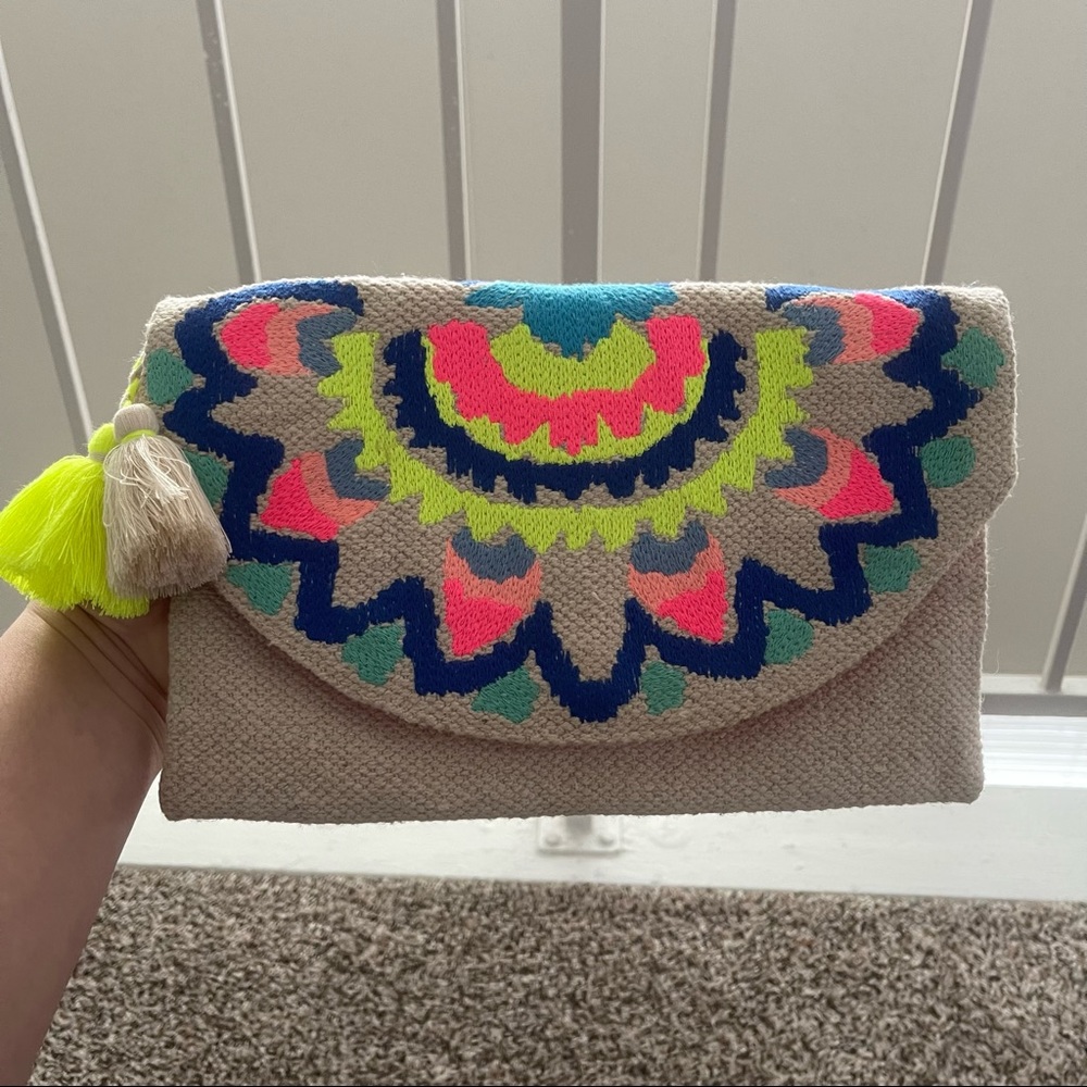 Merona Neon Embroidered Clutch